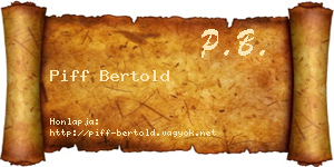 Piff Bertold névjegykártya